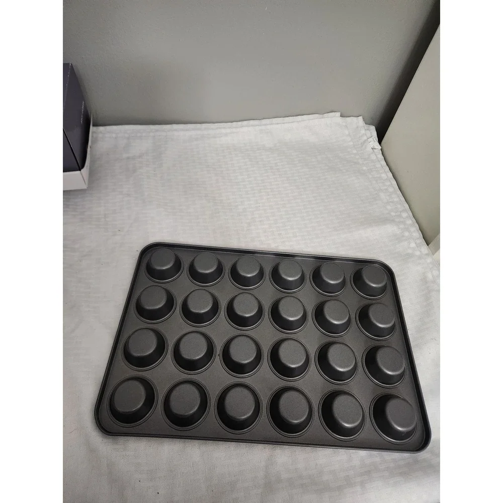 24 Cup Mini Muffin Pan Non-Stick Carbon Steel Cupcake Baking Tray Dark Gray